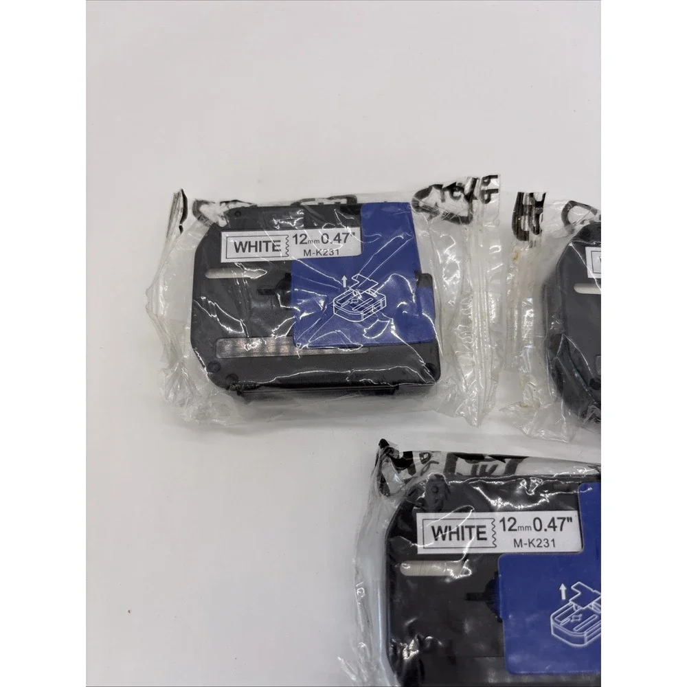 Great Team 3pk Label Maker Tape 12mm fits Brother M-K231 P-Touch Black White